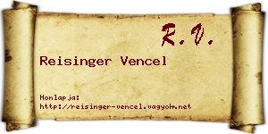 Reisinger Vencel névjegykártya